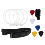 Guitarra / Ukulele Acessórios Escolha Strap Tuner Cordas Tool Set (Strap Black + White String)