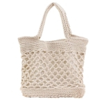 Handmade Cotton Woven Handbag Mulheres Beach O oco Sling Bag (bege)