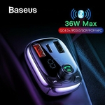 MSHOP Handsfree sem fio Bluetooth 5.0 Car Kit FM Tipo-C Radio Transmissor MP3 Player 36W USB Charger
