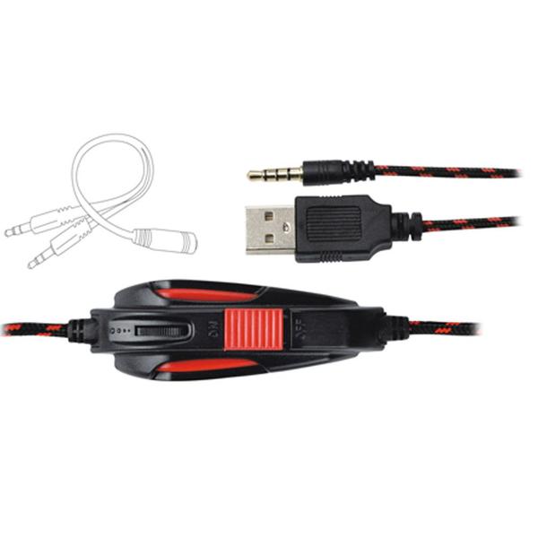 Headset Satellite com Microfone Ae-365 - Vermelho e Preto