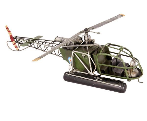 Helicóptero 43cm Miniatura Metal Vintage Retro Decorativa - Tok Vintage