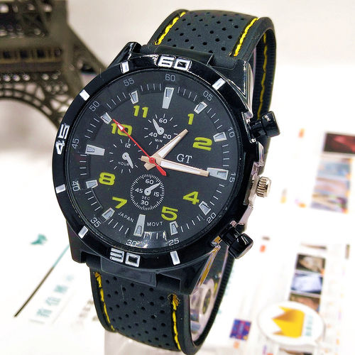 Homens Moda Silicone Watchband Dial Rodada Quartz Relógio de pulso Sports relógio de pulso