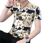 Homens Summer Fashion camiseta manga curta V Collar