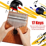 Hot 17 Teclas Kalimba Polegar Piano de Madeira de Alta Qualidade Corpo de Mogno Instrumento Musical Com Livro de Aprendizagem Sintonizar Martelo