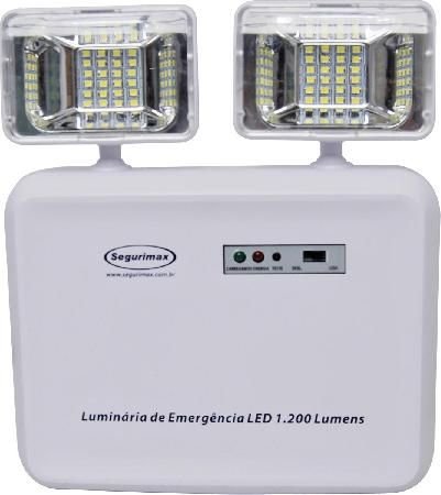 Iluminaaao de Emergancia LED 1.200 Lumens 2 Farois - Predial - Segurimax