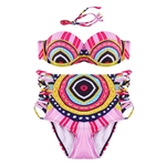 Imprimir Senhora Strapless Digital Bikini Set Bra cintura alta fundo Praia Swimsuit