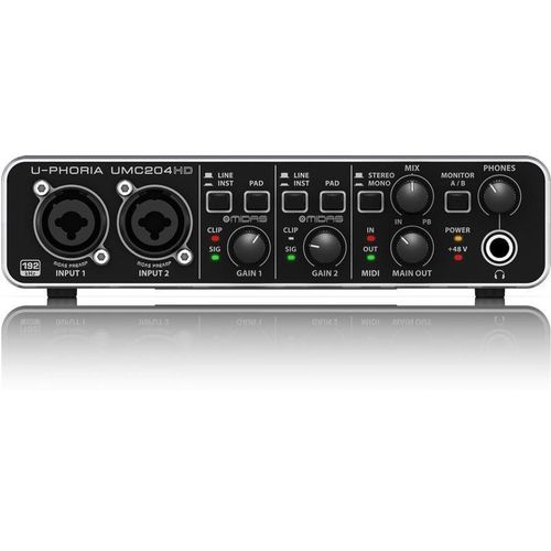 Interface de Audio Behringer UMC204 HD USB C/ Pré MIDAS