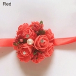 Irmãs Dama De Honra Corsage Pulso Rose Flower Ribbon Rhinestone Wedding Supplies