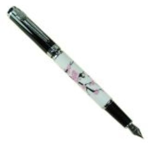 Jinhao 8802 Chinaware Fountain Pen 18KGP Medium Nib Plum Blossom pássaro pena pintura