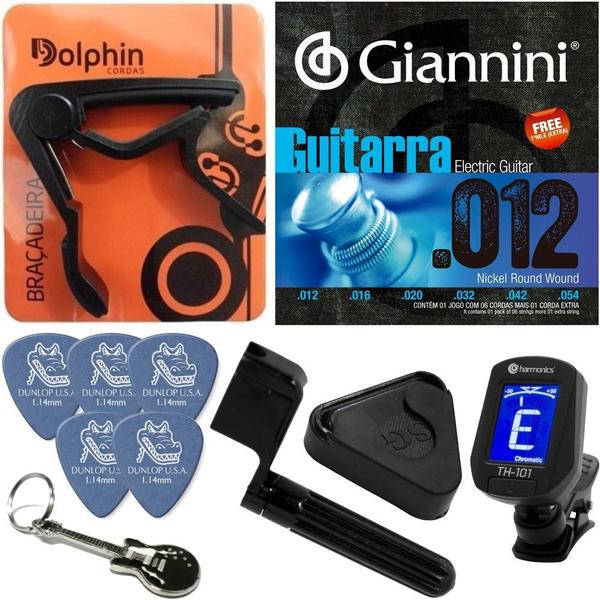 Jogo de Cordas Guitarra Giannini 012 054 GEEGST12 Nickel Wound + Kit de Acessórios IZ6