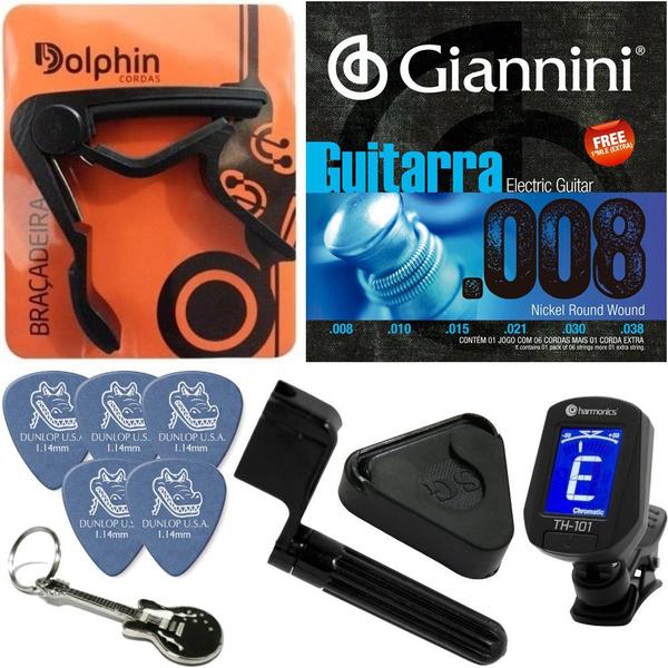 Jogo de Cordas Guitarra Giannini 08 038 GEEGST8 Nickel Wound + Kit de Acessórios IZ6