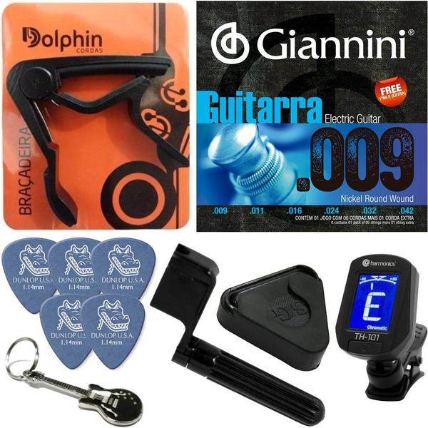 Jogo de Cordas Guitarra Giannini 09 042 GEEGST9 Nickel Wound + Kit de Acessórios IZ6