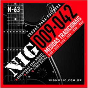 Jogo de Cordas para Guitarra 09 Nig N 63 + Mi Extra +Palheta