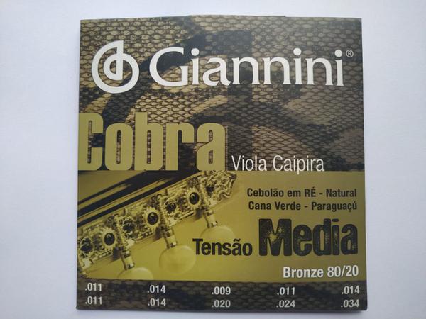 Jogo de Cordas para Viola Giannini, Bronze 80/20, Tensão Média