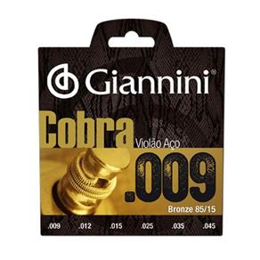 Jogo de Cordas para Violão Aço .009 Giannini Cobra Bronze 85/15