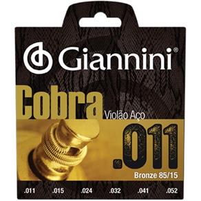 Jogo de Cordas para Violão Aço .011 Giannini Cobra Bronze 85/15