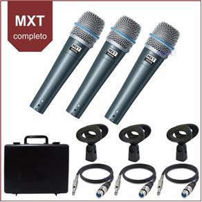 Jogo de Microfones MXT PRO de Mão BTM-57A 3 Pecas + Cabos