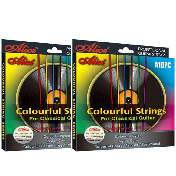 2 Encordoamentos Coloridos de Violão Nylon Alice A107C Cordas de Nylon Coloridas