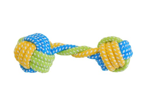 Jw3013 - Dog Corda Alteres 2 Bolas M - Verde, Azul e Amarelo