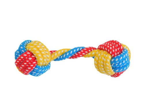 Jw3013 - Dog Corda Alteres 2 Bolas M - Vermelho, Azul e Amarelo