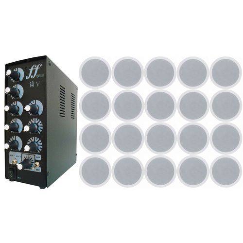 Kit 20 Caixa Som Arandela Embutir + Amplificador Setorizador