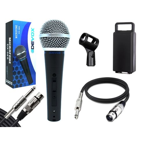 Kit Microfone Devox C/ Cabo e Cachimbo Profissional Dx-58s
