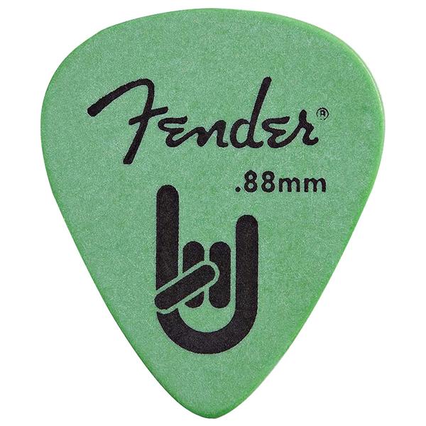 Kit 12 Palhetas Fender Rock On Verde 0.88mm para Guitarra Violão Baixo