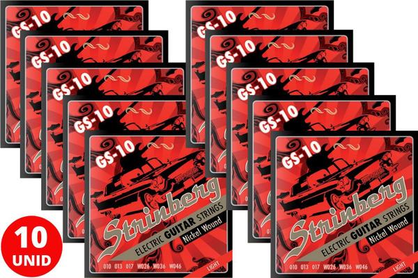 Kit 10 Jogo de Cordas Guitarra 010 046 Strinberg GS10 - Preço de Atacado para Revenda!