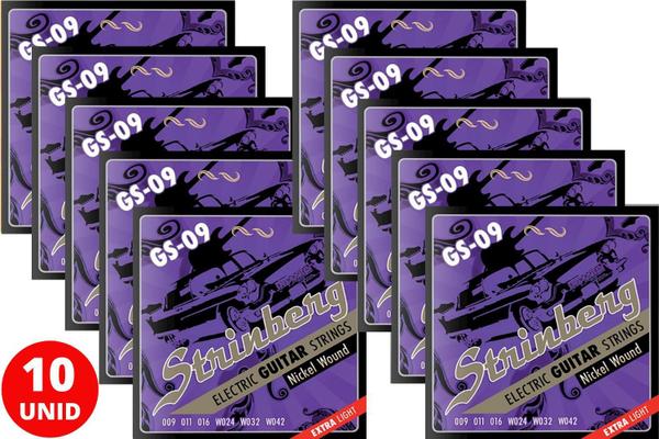 Kit 10 Jogo de Cordas Guitarra 09 042 Strinberg GS09 - Preço de Atacado para Revenda!