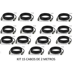 Kit 15 Cabos Microfone Dmx Xlr Canon Balanceado 2 Metros