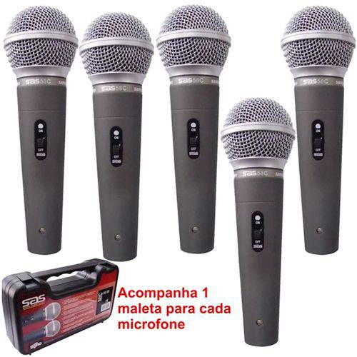 Kit 5 Microfone Santo Angelo Sas 58 C Sm58