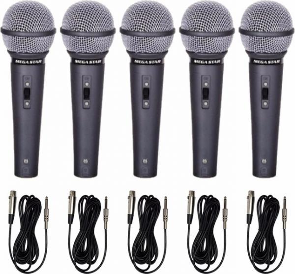 Kit 5 Microfones Profissionais + Cabos Como Shure Sm57 Sm58
