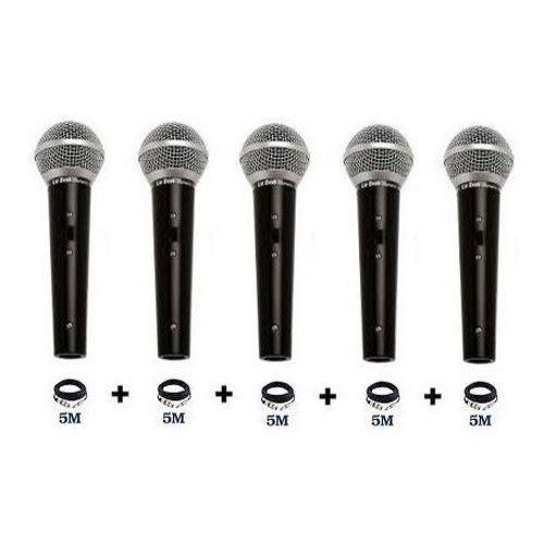 KIT 5 Microfones Profissional Dinamico com Fio M-58 Sm-58 + Cabo 5 Metros - Wnvgr