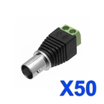 Kit 50 Conector Plug Jack BNC Fêmea com borne CFtv Camera