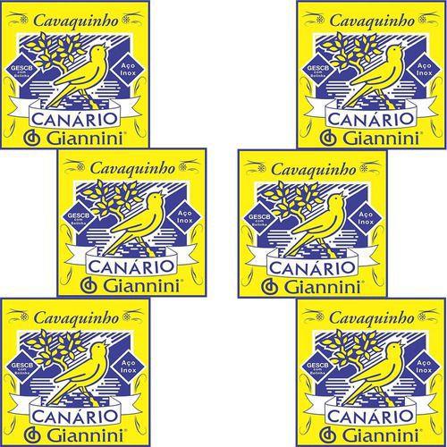Kit 6 Encordoamento Canário para Cavaquinho Giannini Aço