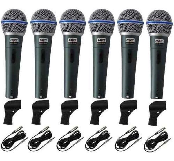 Kit 6 Microfones Profissional Mxt Btm58 + Cabo Cachimbo Case