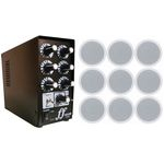 Kit 9 Caixa Som Arandela Embutir + Amplificador Setorizador