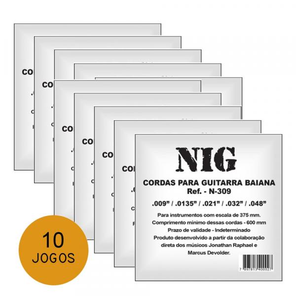 KIT C/ 10 Encordoamentos NIG P/ Guitarra Baiana 9/48 - EC0015K10 - Nig Music