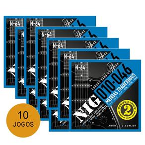 KIT C/ 10 Encordoamentos NIG P/ Guitarra Duplo 2N64 10/46 - EC0385K10