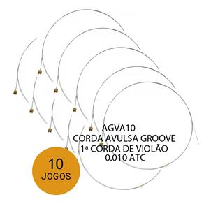 KIT C/ 10 Primeiras Cordas Avulsas Groove P/ Violão Aço e (M) AGVA 10 0.010- EC0017K10