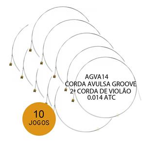 KIT C/ 10 Segunda Corda Avulsa Groove P/ Violão Aço B (Si) AGVA 14 0.014 - EC0019K10