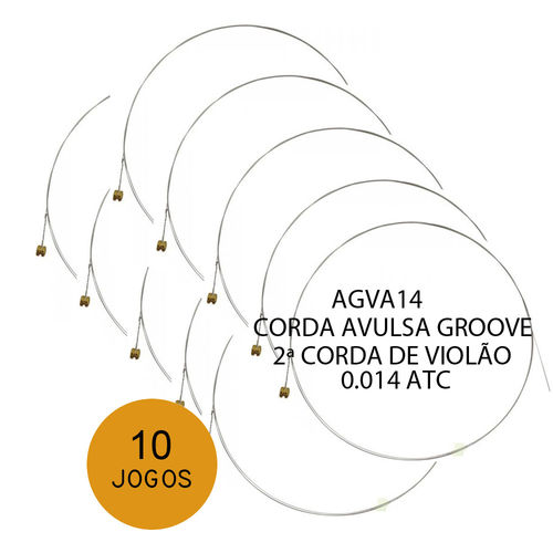 KIT C/ 10 Segunda Corda Avulsa Groove P/ Violão Aço e (M) AGVA 14 0.014 - EC0019K10
