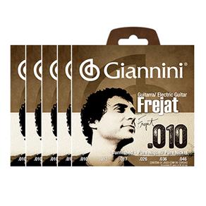 KIT C/ 5 Encordoamentos Giannini P/ Guitarra SSGPNFJ Frejat 0.10-0.46 - EC0179K5