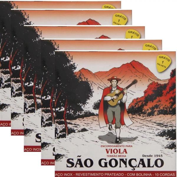Kit C/ 5 Jogos Corda P/ Viola Caipira Sao Goncalo C/bolinha