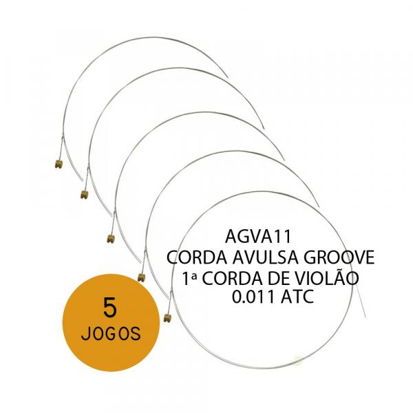 KIT C/ 5 Primeiras Cordas Avulsas Groove P/ Violão Aço e (M) AGVA 0.011 - EC0018K5 - Groove Strings