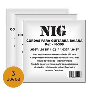 KIT C/ 3 Encordoamentos NIG P/ Guitarra Baiana 9/48 - EC0015K3