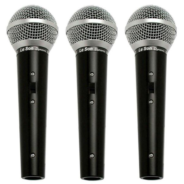 3 Microfones Dinâmico Preto Le Son - Leson