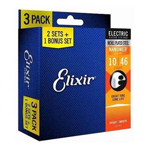 Kit C/ 3 Sets Encordoamento Elixir Guitarra 10/46 Usa