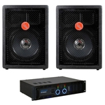 Kit 2 Caixa Acústica Leacs Fit550 + Amplificador Oneal Op2800