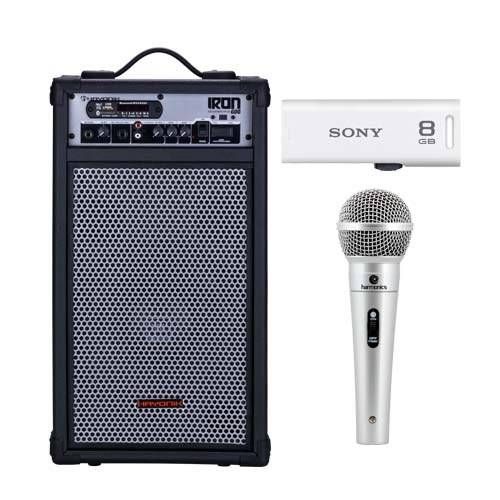 Kit Caixa Amplificada Multiuso 100w Iron 600 Hayonik + Pen Drive + Microfone
